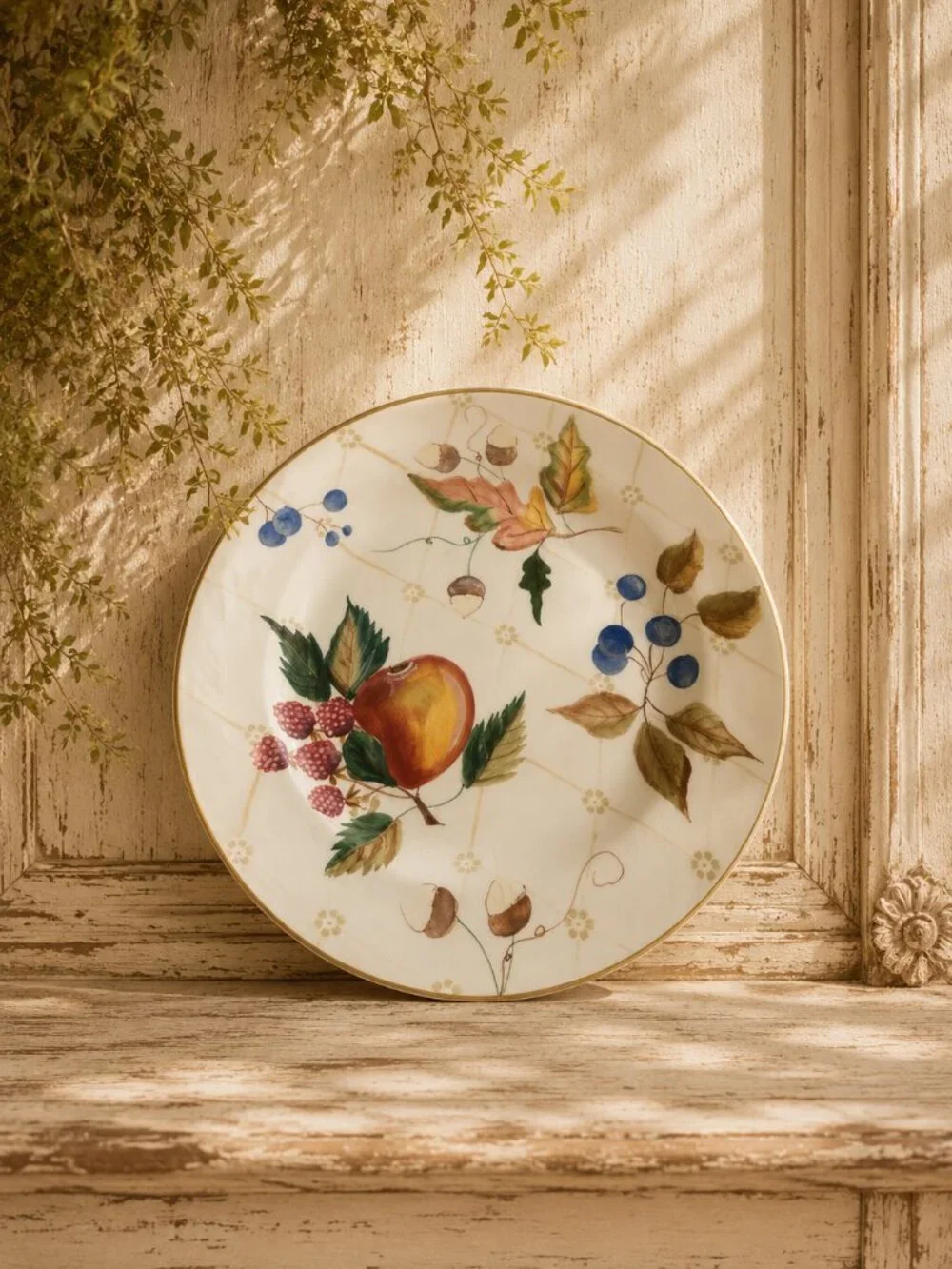 Charming Vintage Garden Splendor Hand-Painted Dinner & Salad Plate Set
